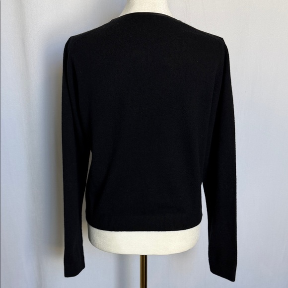 J Crew Black Wool Cashmere Blend Cardigan with Floral Embroidery Size M Preppy - Picture 5 of 10